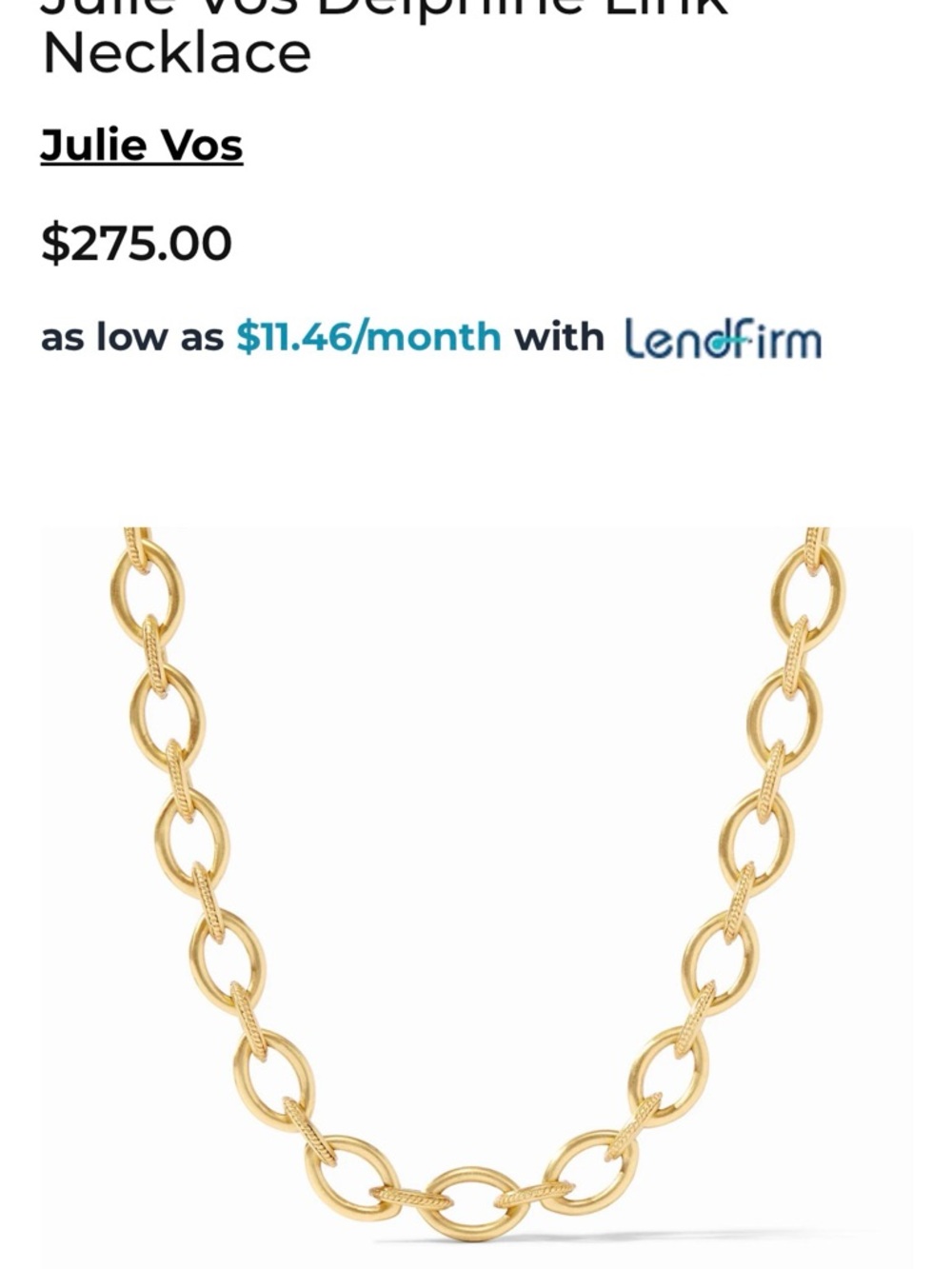 Julie Vos Delphine necklace. 24 karat gold over brass. NWT - Picture 3 of 5